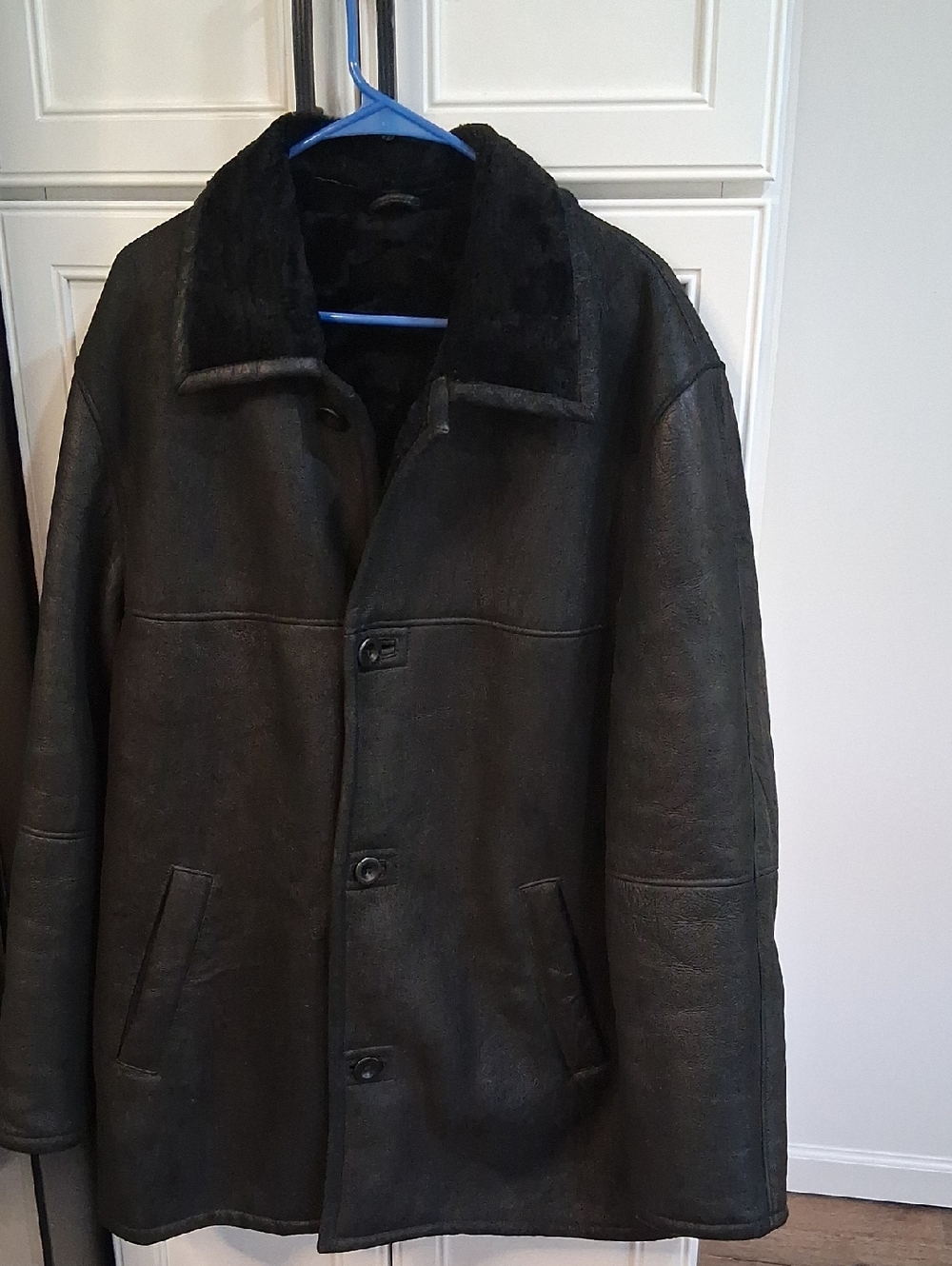 Studio Black Genuine Lambskin Leather Coat EU 54
